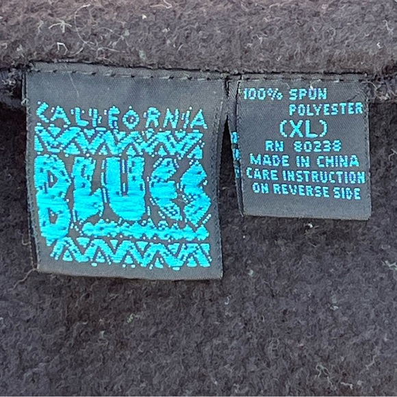 Vtg California Blues Fleece 1/4 Zip Jacket - Size XL - Picture 6 of 6